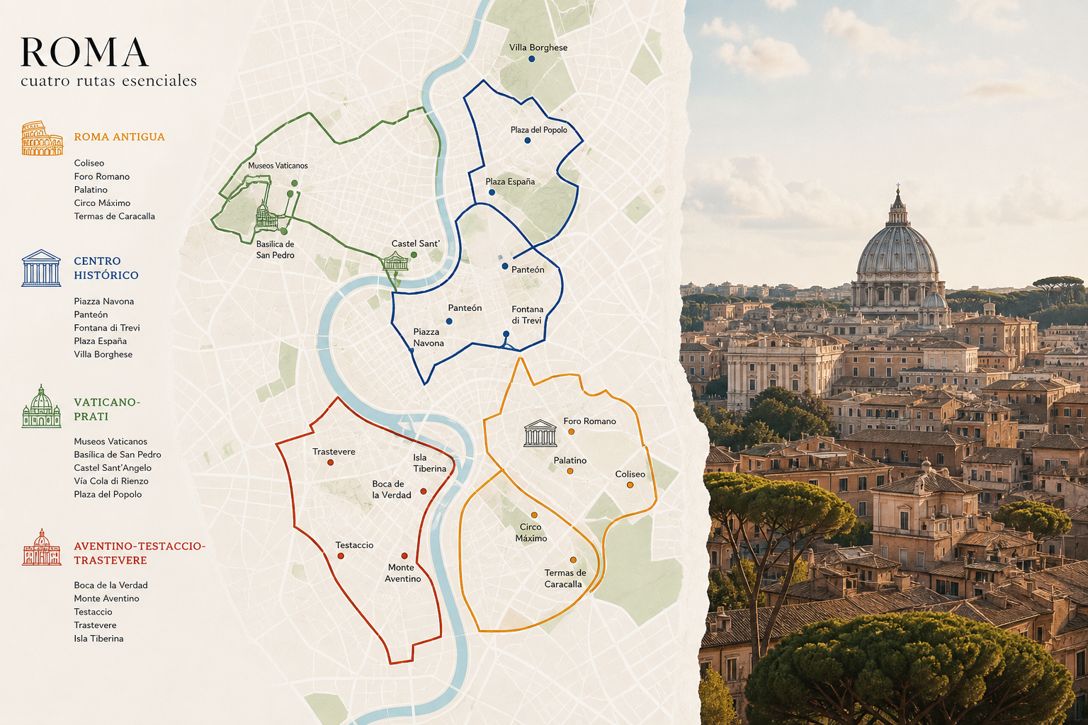 Imagen de Roma en 4 días: itinerario completo y mapa por zonas